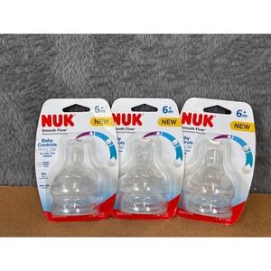 NUK Smooth Flow Replacement Nipples 6+ Months Silicone 2-Count 3-Pack Lot of 6